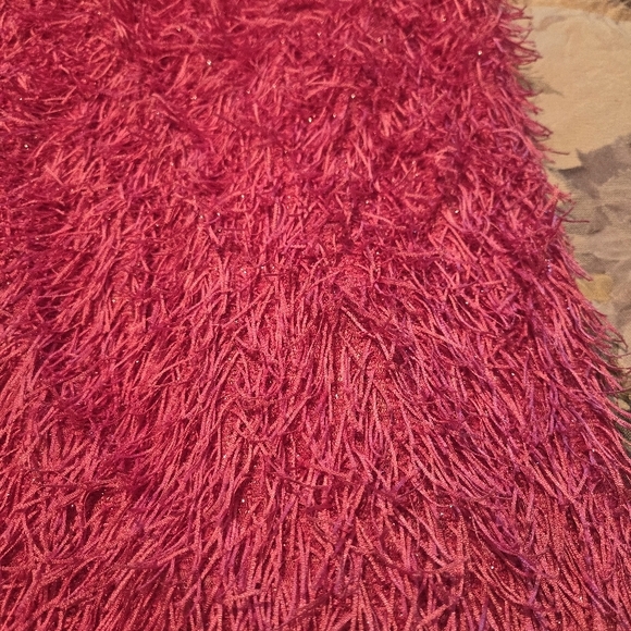 NWOT Stylish Pink fringe mini dress. Great Holiday dress Size M - Picture 4 of 4